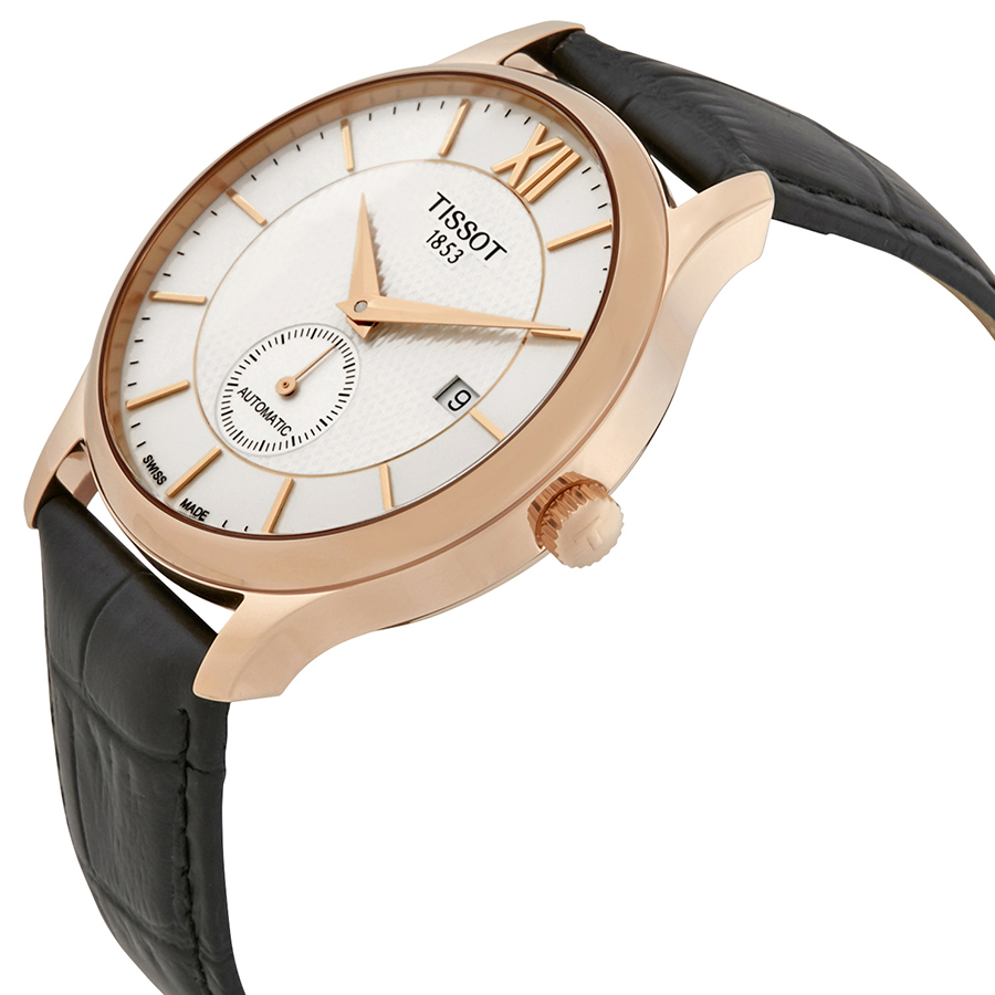 tissot tradition silver dial men's black leather watch t063.428.36.038.00 tissot tradition silver dial men's black leather watch t063.428.36.038.00