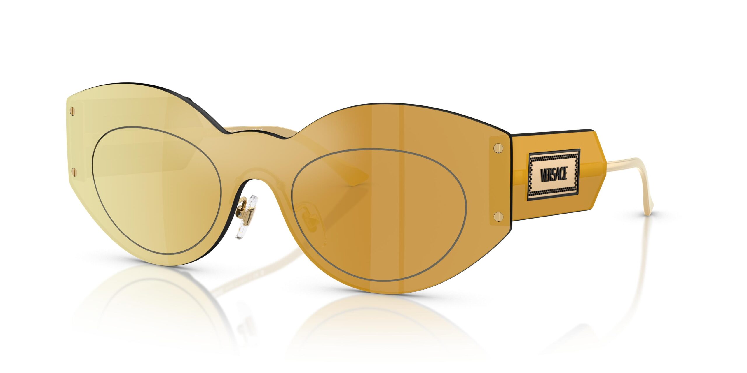 versace brown mirror gold shield ladies sunglasses ve2276 10027p 144 versace brown mirror gold shield ladies sunglasses ve2276 10027p 144