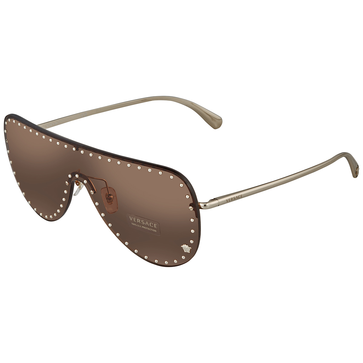 versace dark brown shield ladies sunglasses ve2230b 125273 45 versace dark brown shield ladies sunglasses ve2230b 125273 45