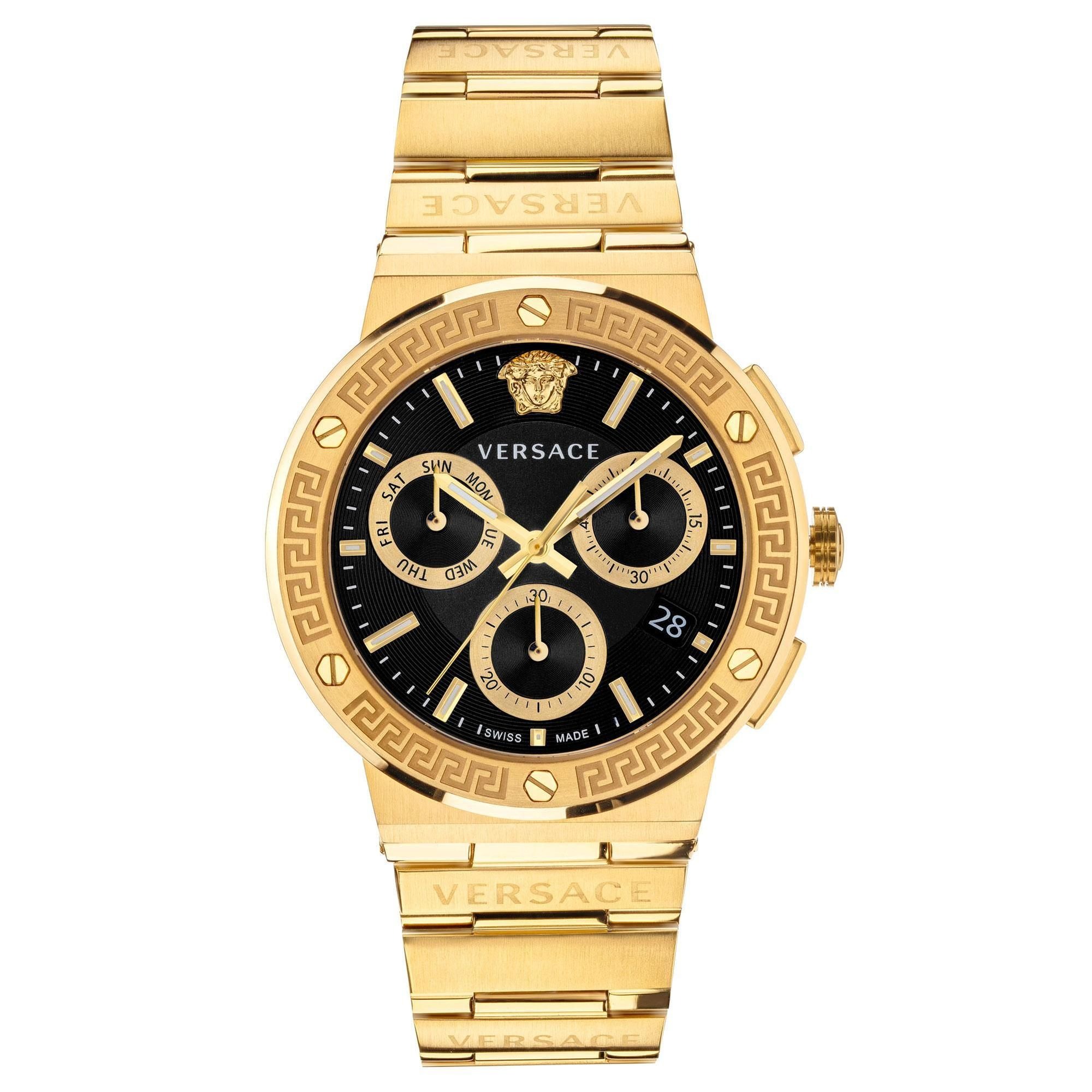 versace greca logo chronograph quartz black dial men's watch vez900421 versace greca logo chronograph quartz black dial men's watch vez900421