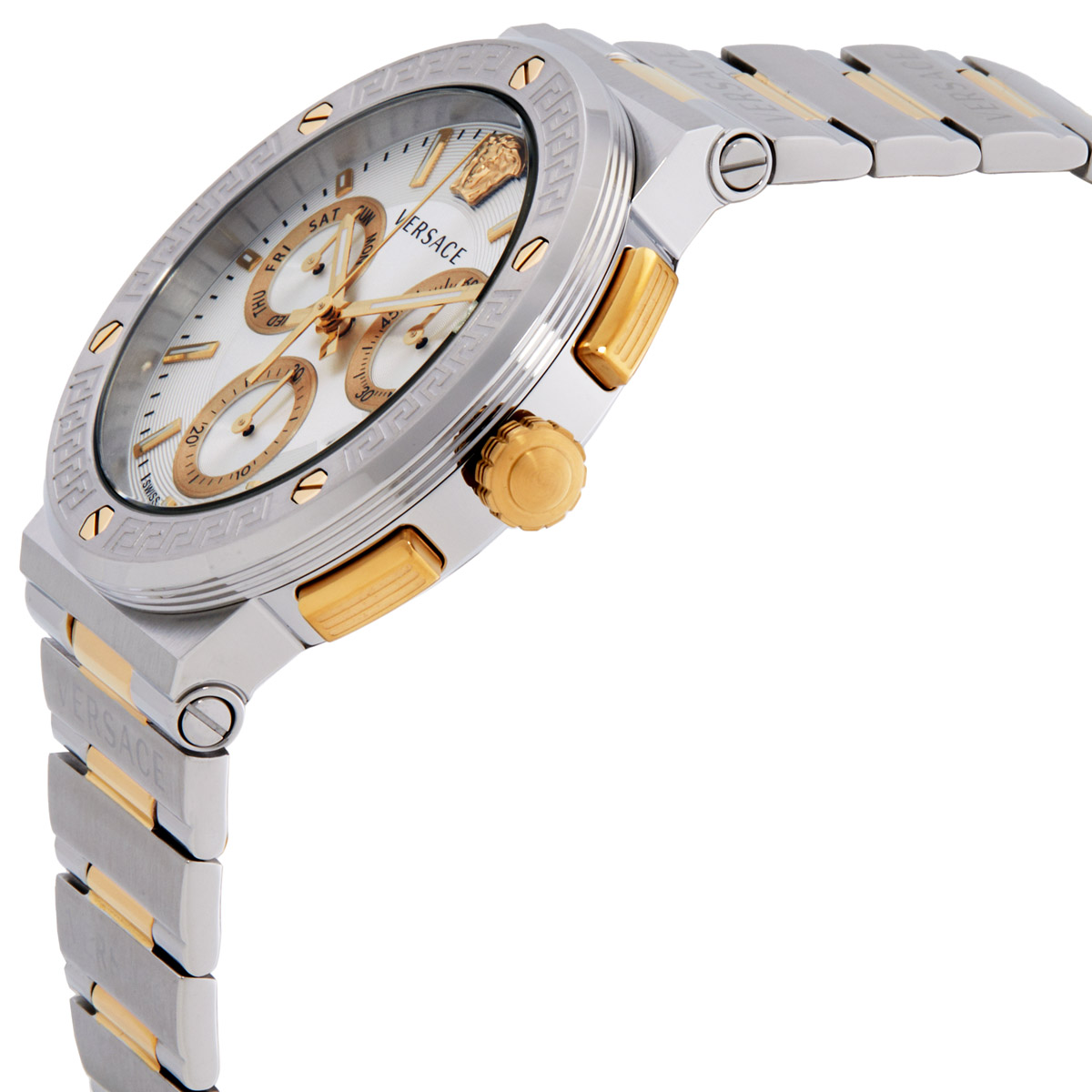 versace greca logo chronograph quartz silver dial men's watch vez900321 versace greca logo chronograph quartz silver dial men's watch vez900321