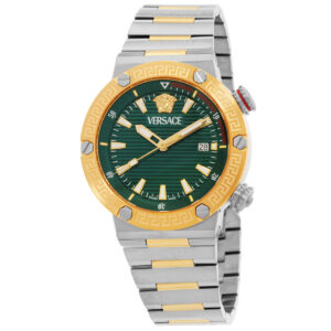 Витрина versace greca logo quartz green dial men's watch ve8g00524