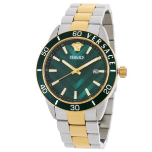 versace greca urban quartz green dial men's watch veyca0524