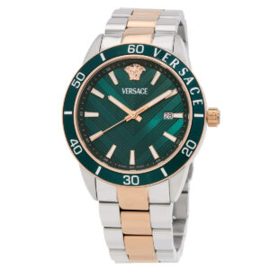 versace greca urban quartz green dial men's watch veyca0624