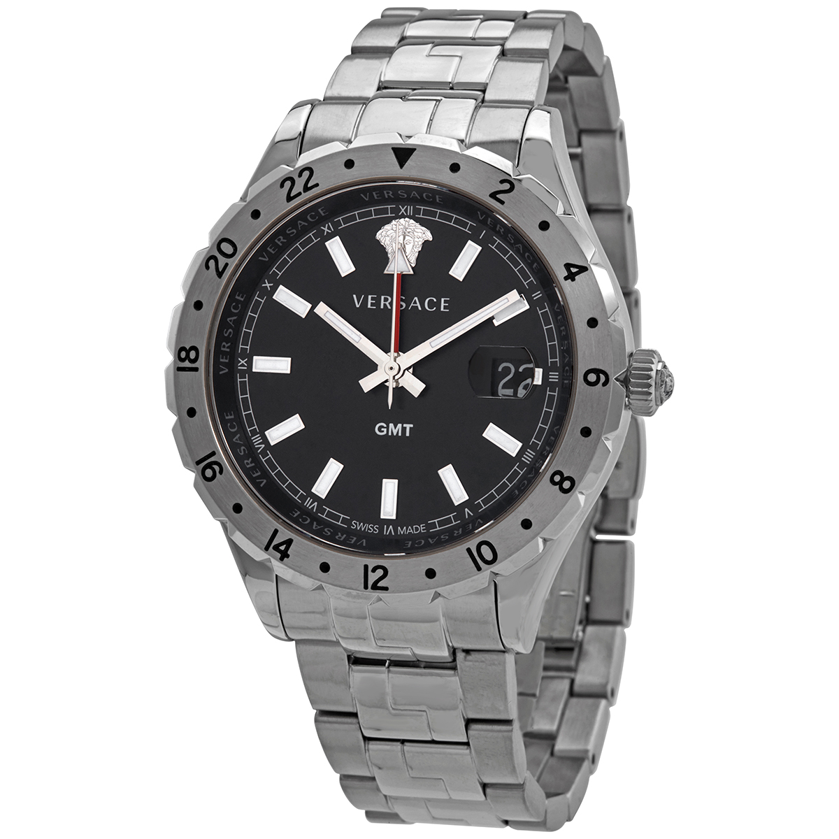 versace hellenyium gmt black dial men's watch v1102 0015 versace hellenyium gmt black dial men's watch v1102 0015
