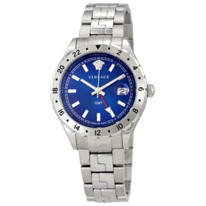 versace hellenyium gmt blue dial men's watch v1101 0015