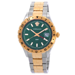versace hellenyium gmt quartz green dial men's watch v11050016