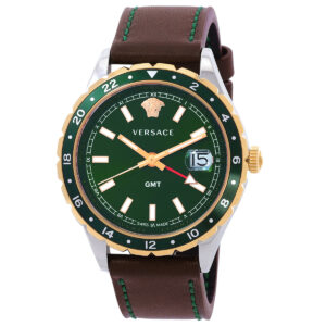 versace hellenyium quartz green dial men's watch v11090017