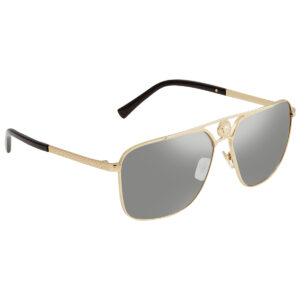 versace light gray mirror silver rectangular men's sunglasses ve2238 12526g 61