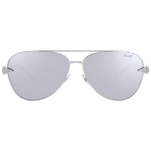versace light grey silver mirror pilot men's sunglasses ve2283 10006g 61