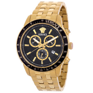 versace sport chrono quartz black dial men's watch vezca0724