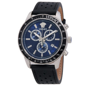 versace sport chrono quartz blue dial men's watch vezca0124