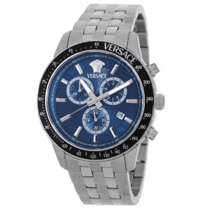 versace sport chrono quartz blue dial men's watch vezca0324