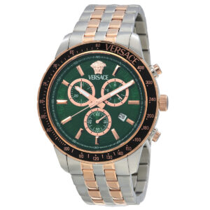 versace sport chrono quartz green dial men's watch vezca0424