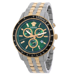 versace sport chrono quartz green dial men's watch vezca0524