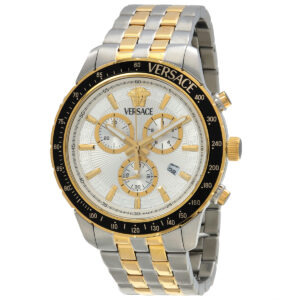 versace sport chrono quartz silver dial men's watch vezca0624