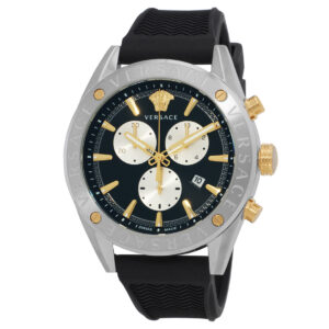 Витрина versace v chrono chronograph quartz black dial men's watch vehb00119
