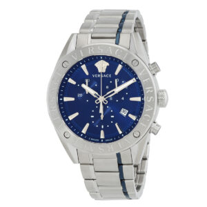 Витрина versace v chrono chronograph quartz blue dial men's watch vehb00519