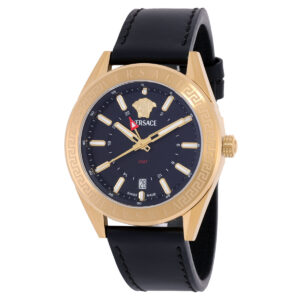 versace v code gmt quartz black dial men's watch veafa0224