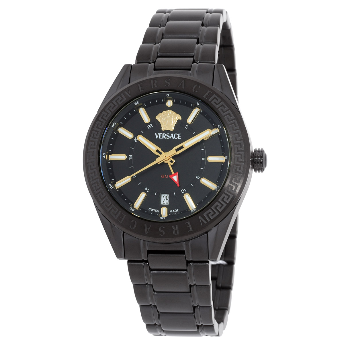 versace v code gmt quartz black dial men's watch veafa0824 versace v code gmt quartz black dial men's watch veafa0824