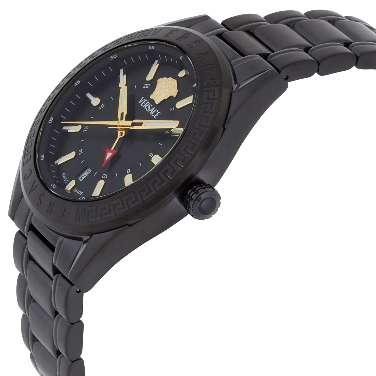 versace v code gmt quartz black dial men's watch veafa0824 versace v code gmt quartz black dial men's watch veafa0824
