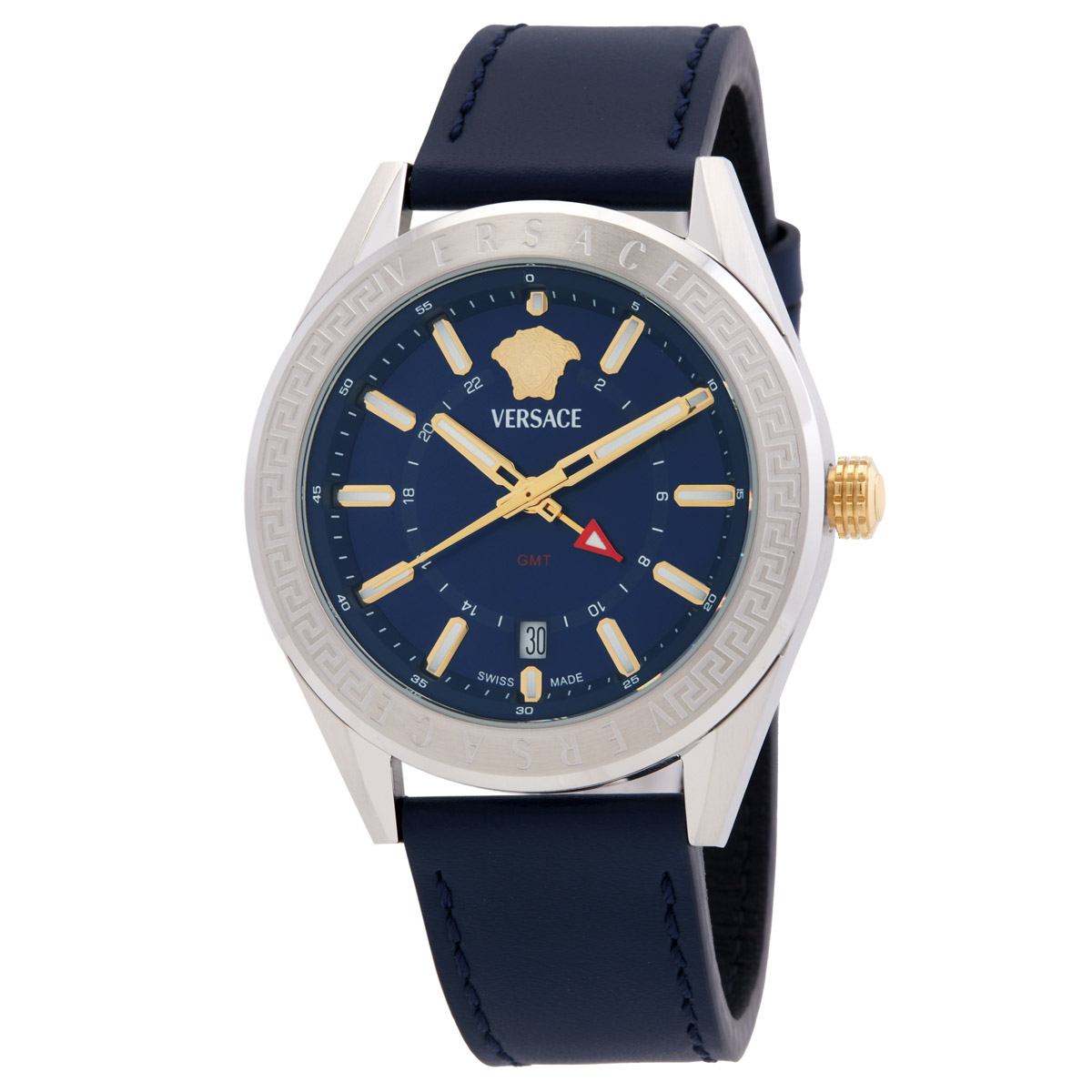 versace v code gmt quartz blue dial men's watch veafa0124 versace v code gmt quartz blue dial men's watch veafa0124