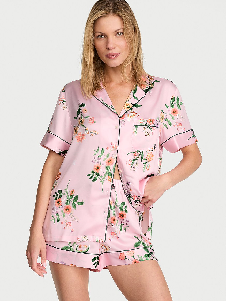 signature satin short pajama set signature satin short pajama set