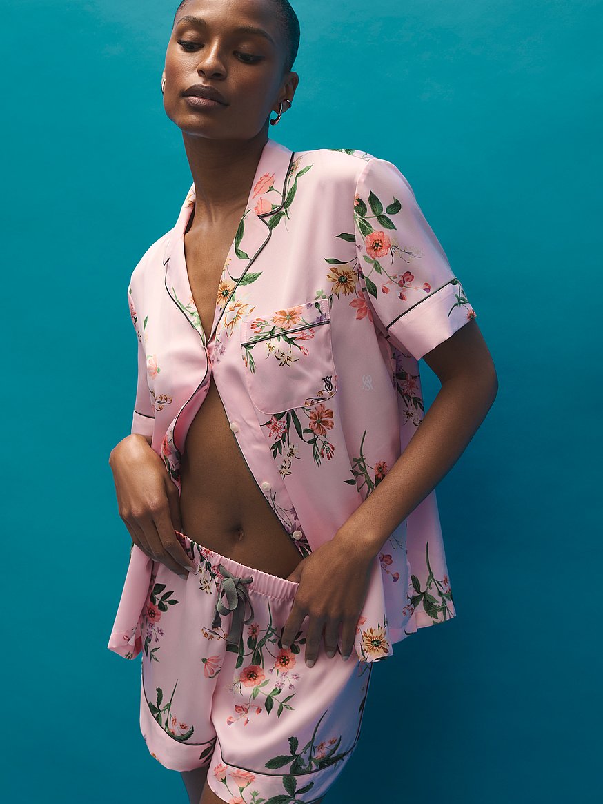 signature satin short pajama set signature satin short pajama set