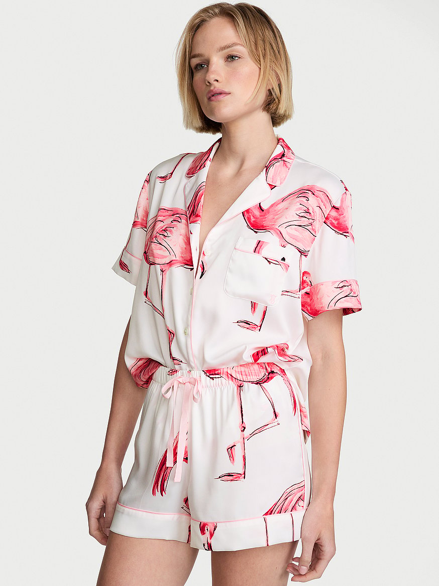 signature satin short pajama set signature satin short pajama set