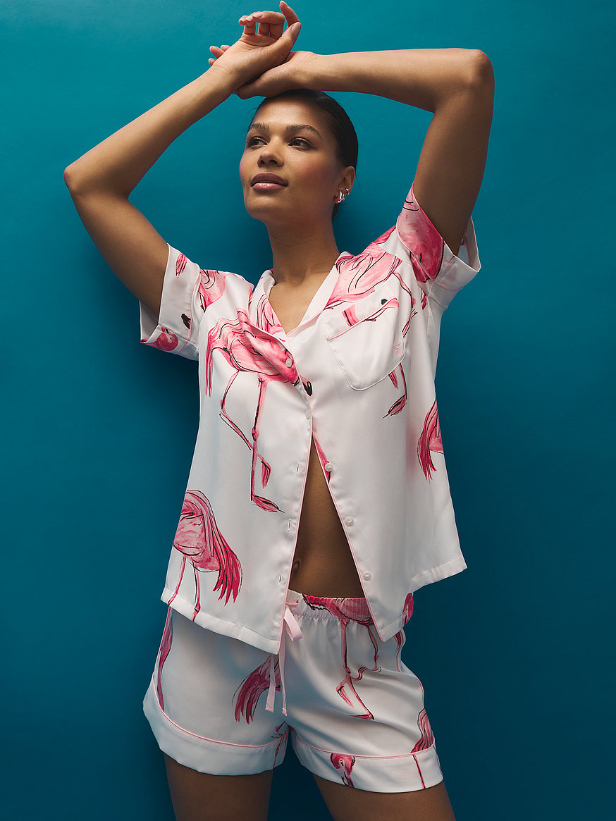 signature satin short pajama set signature satin short pajama set