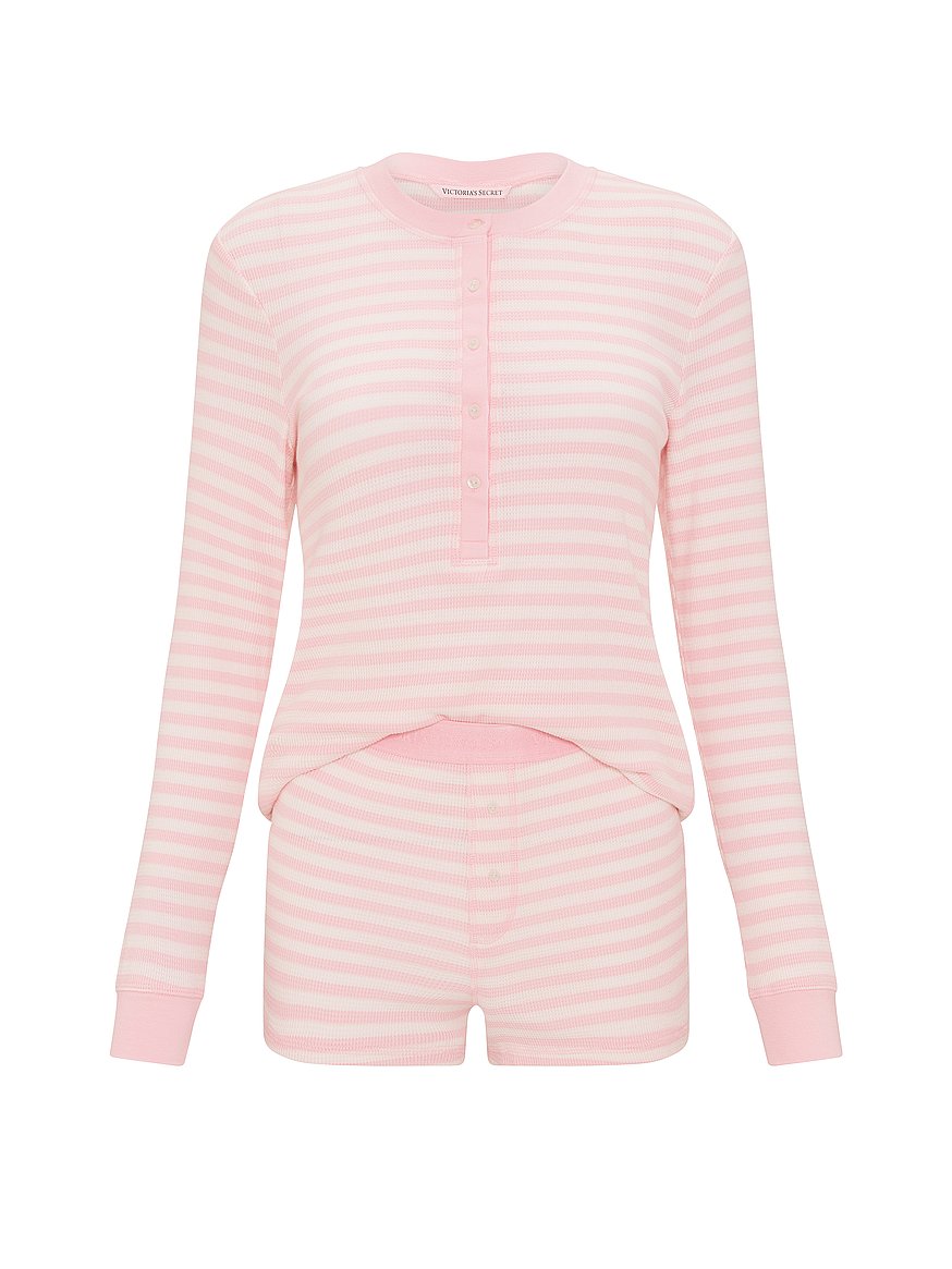 soft thermal henley short pajama set soft thermal henley short pajama set