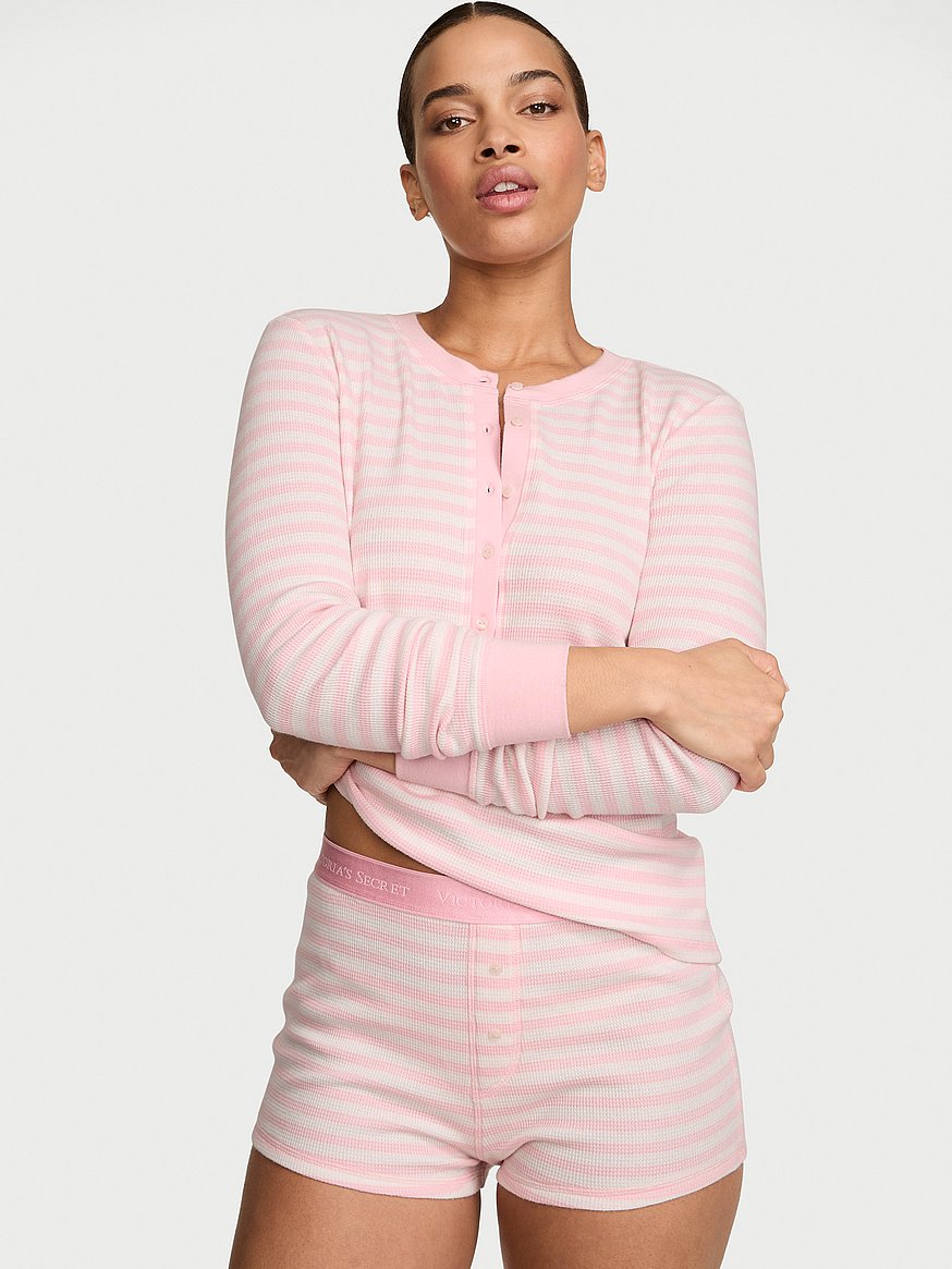 soft thermal henley short pajama set soft thermal henley short pajama set