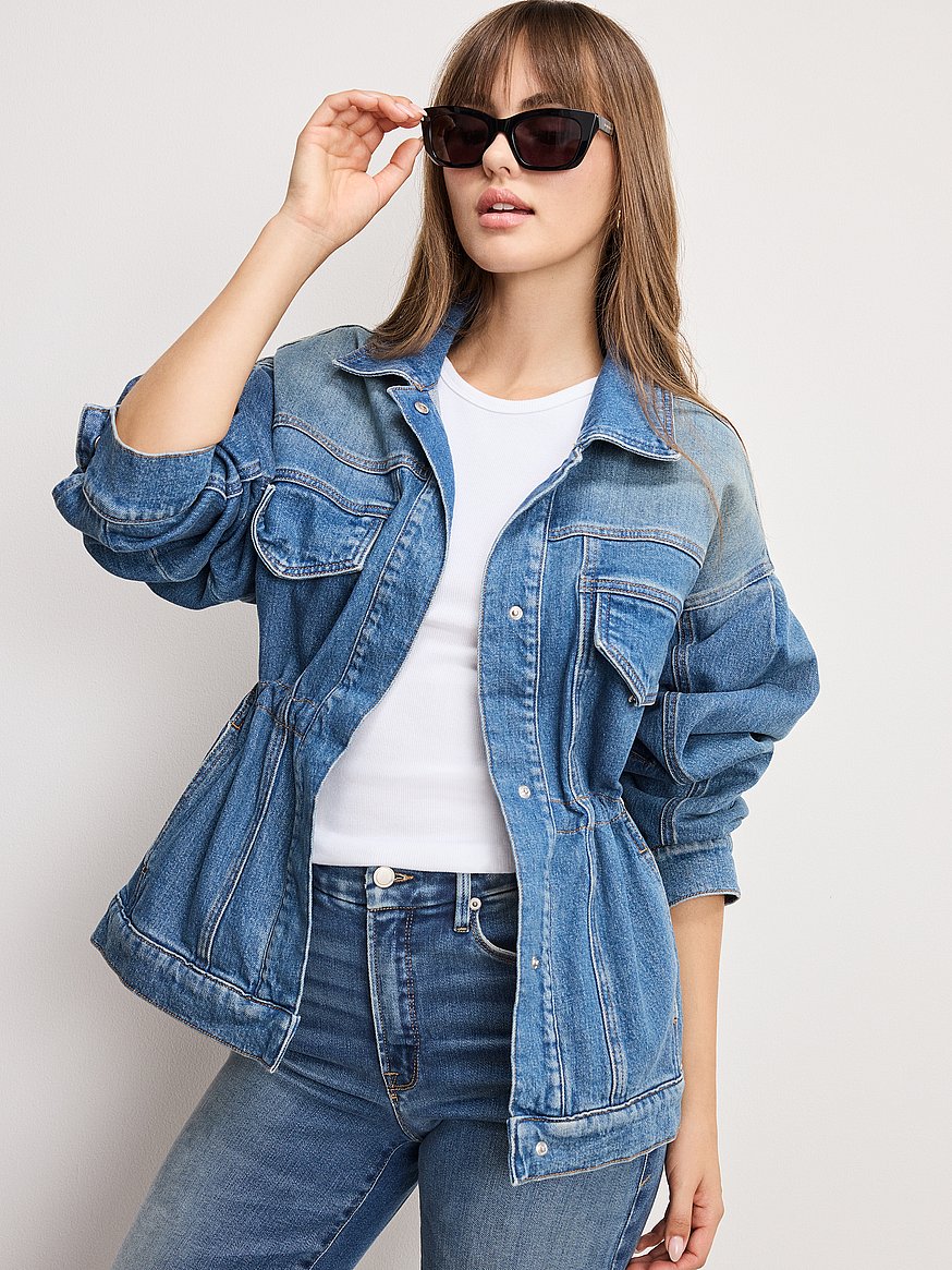 barrel sleeve denim jacket barrel sleeve denim jacket