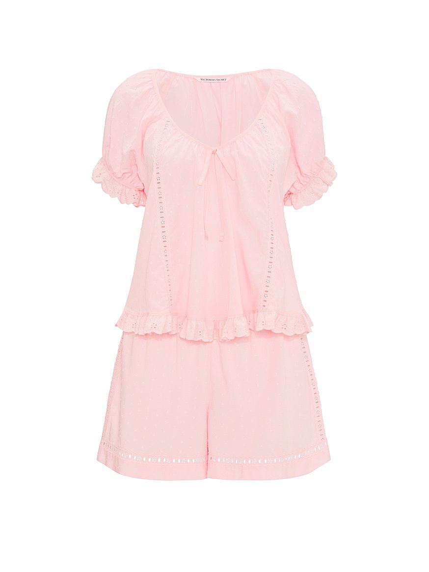 cotton dream puff sleeve short pajama set cotton dream puff sleeve short pajama set