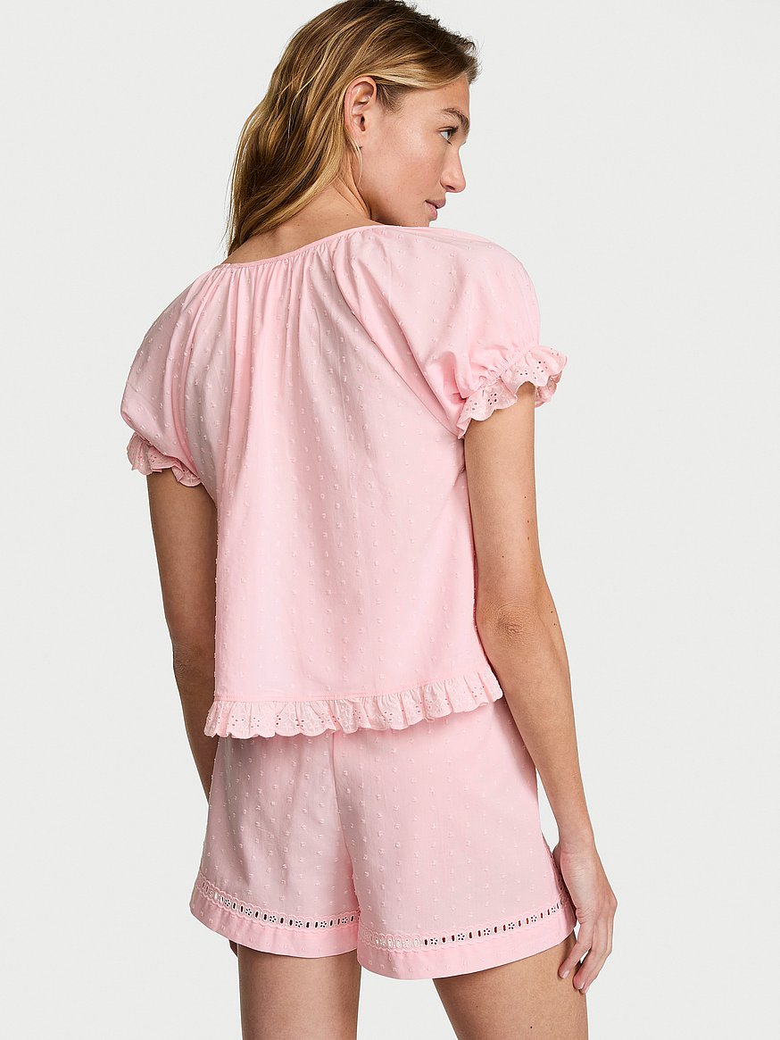 cotton dream puff sleeve short pajama set cotton dream puff sleeve short pajama set