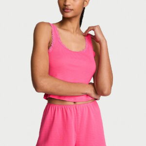 Витрина cotton shadow stripe cropped tank & shorts set