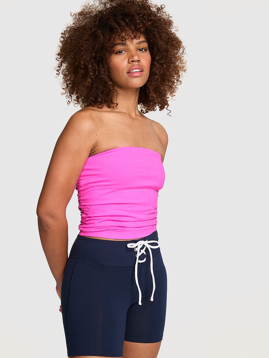 all day cotton™ side ruched tube top all day cotton™ side ruched tube top