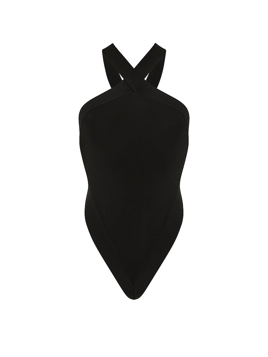 knit halter open back bodysuit knit halter open back bodysuit
