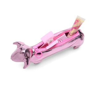 pink dog makeup brush bag