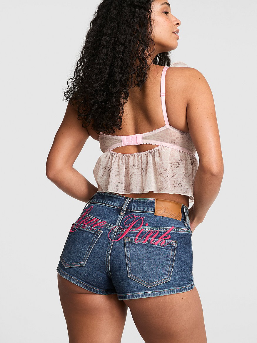 denim by pink mid rise cheeky shortie denim by pink mid rise cheeky shortie