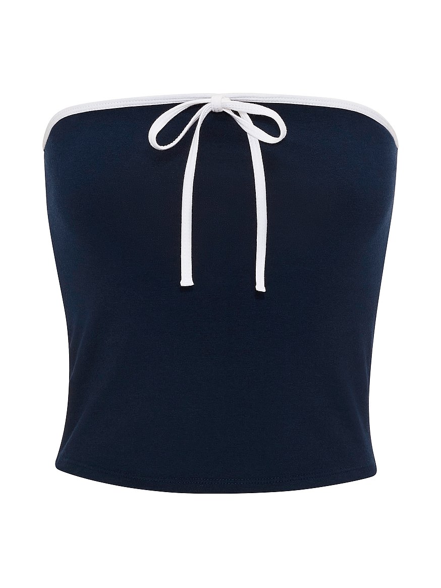 all day cotton™ ruched front tie tube top all day cotton™ ruched front tie tube top