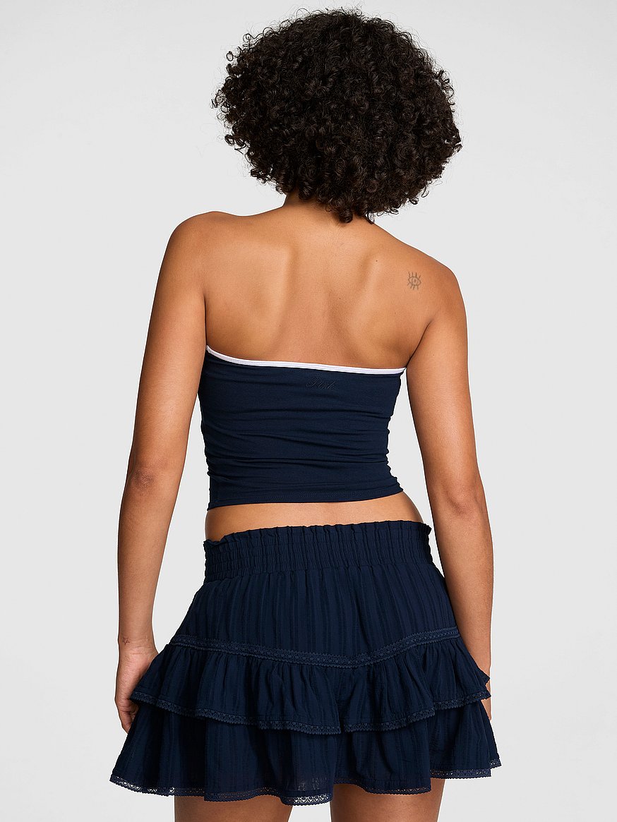 all day cotton™ ruched front tie tube top all day cotton™ ruched front tie tube top
