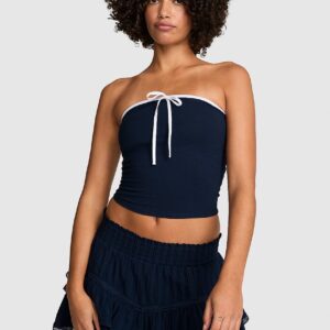 all day cotton™ ruched front tie tube top