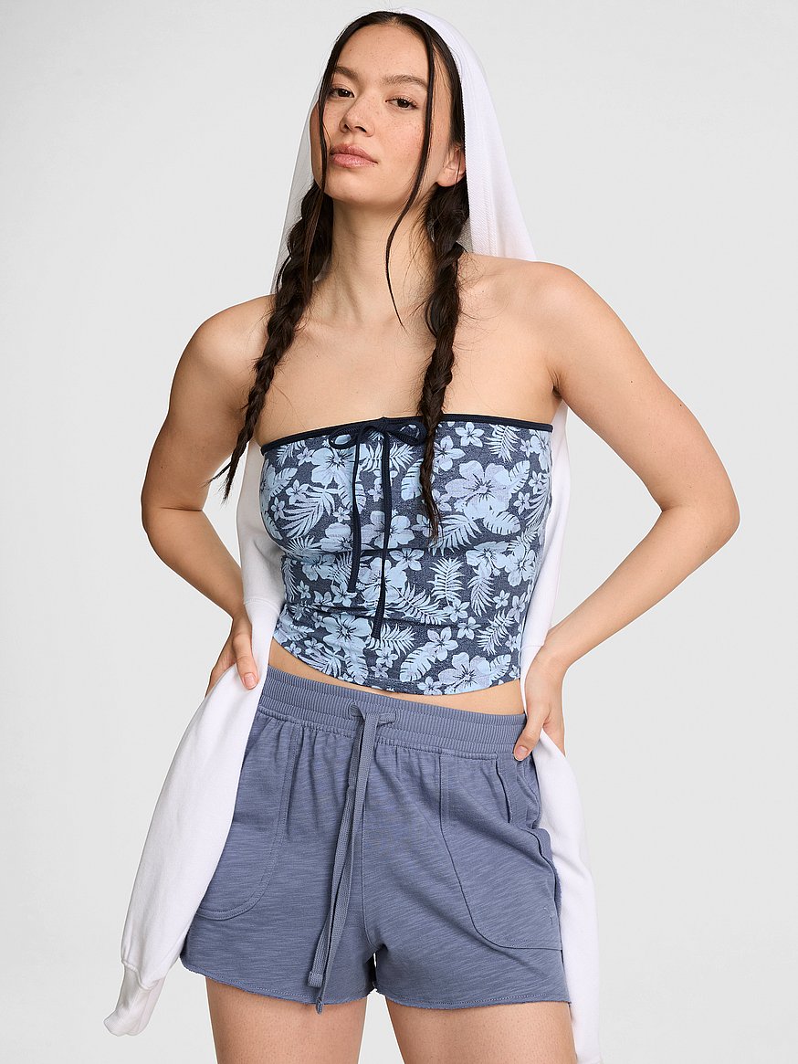 all day cotton™ ruched front tie tube top all day cotton™ ruched front tie tube top