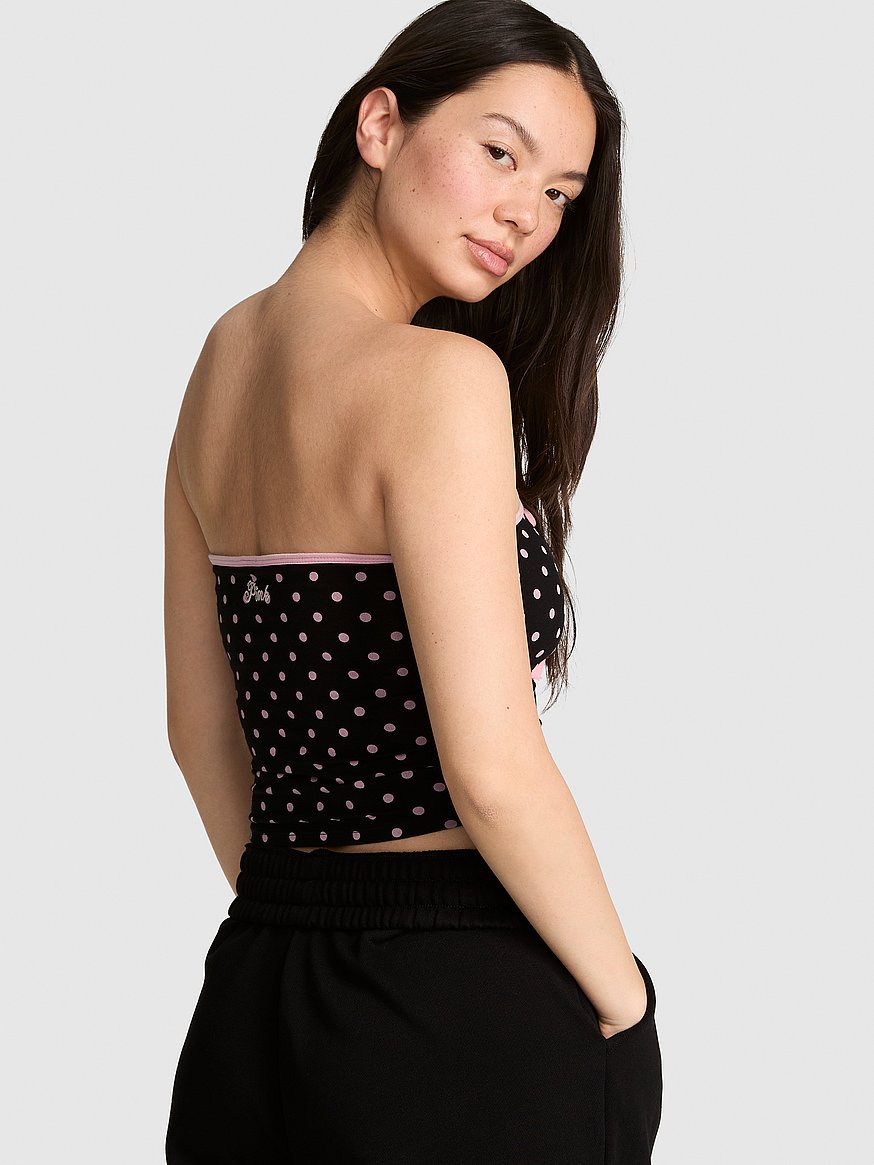 all day cotton™ ruched front tie tube top all day cotton™ ruched front tie tube top