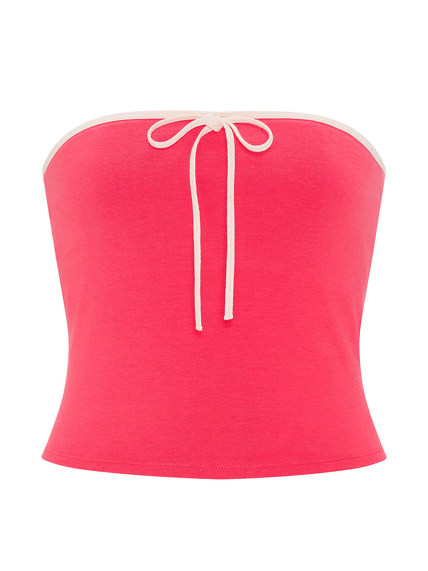 all day cotton™ ruched front tie tube top all day cotton™ ruched front tie tube top