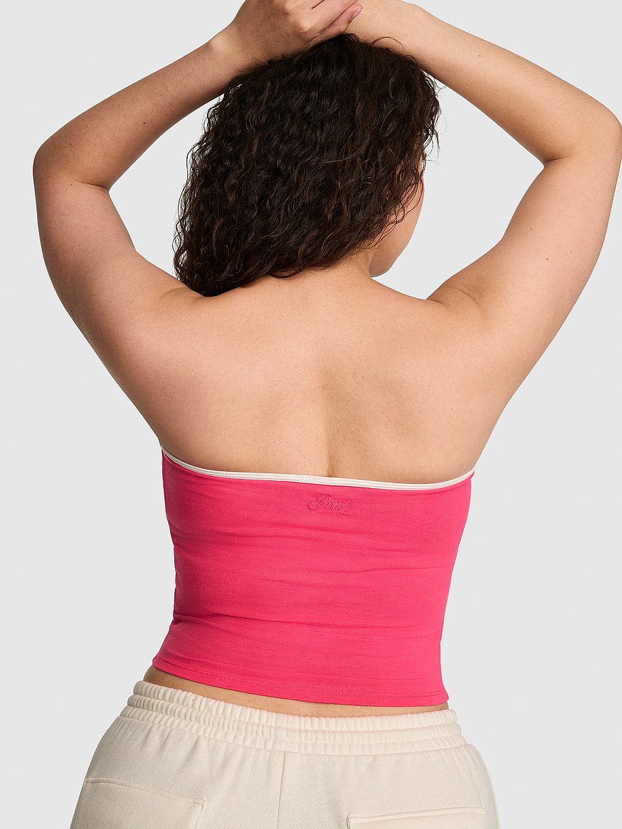 all day cotton™ ruched front tie tube top all day cotton™ ruched front tie tube top