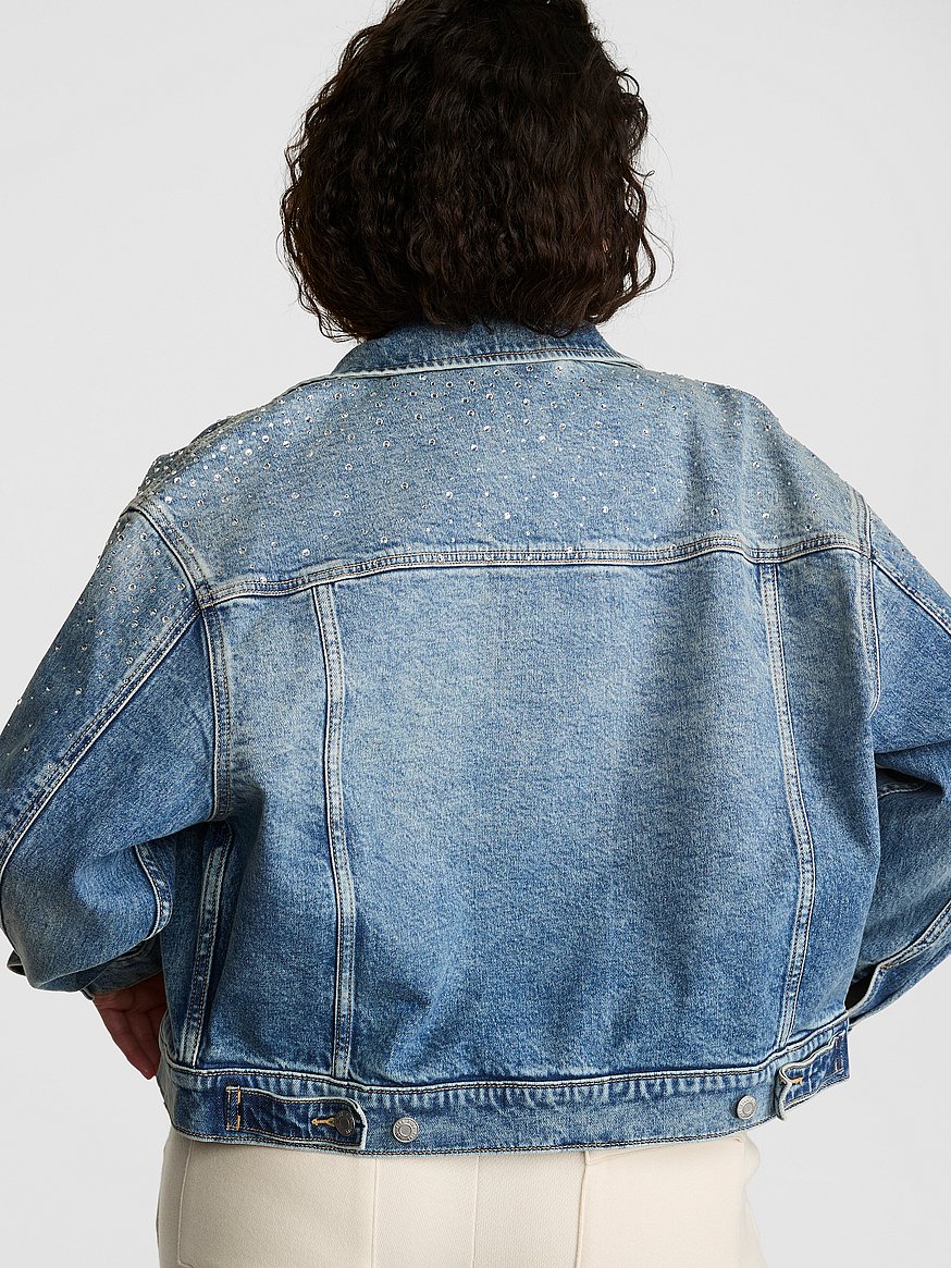 denim by pink boyfriend trucker jacket denim by pink boyfriend trucker jacket