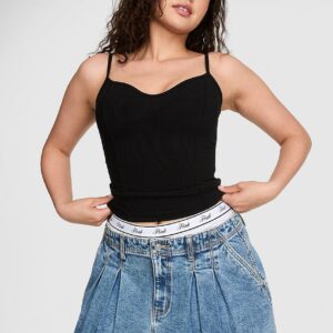 all day soft rib corset tank top