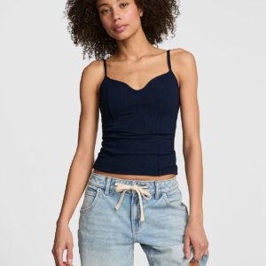 all day soft rib corset tank top